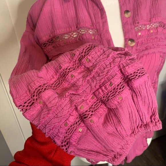 Free People Summer Stars Button Up Shirt Size XS - Picture 4 of 12